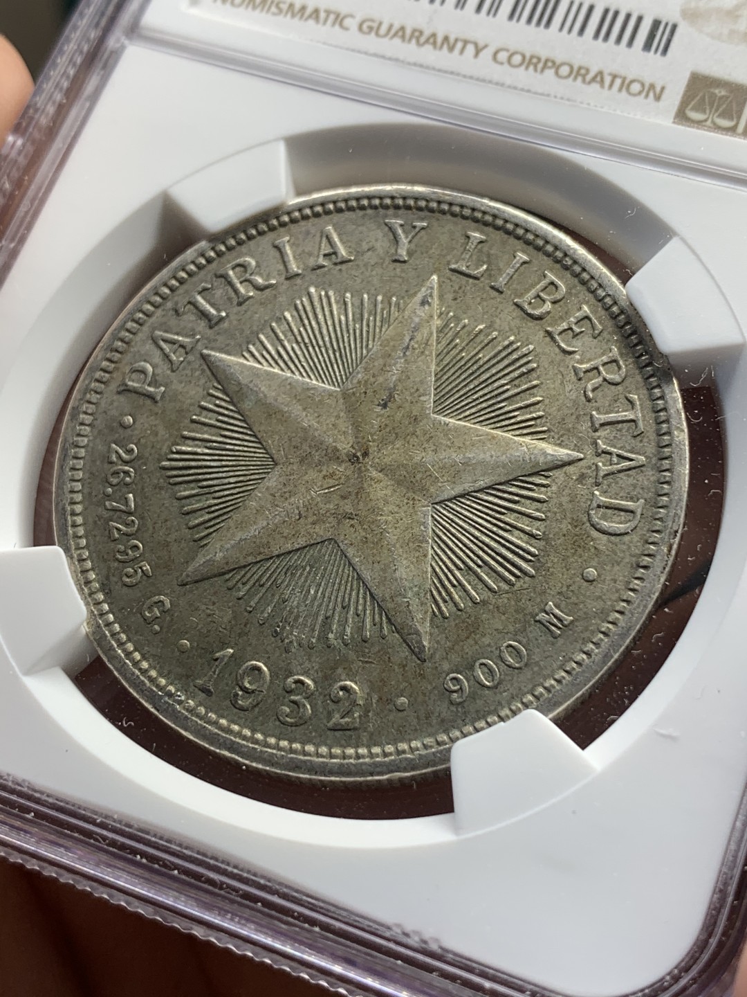 《竞宝斋》西.葡及其殖民地国家专场-第70场（全场不限金额包邮） NGC-UNC 古巴1932年 大五星 1比索 银币 双面原味包浆 细节好