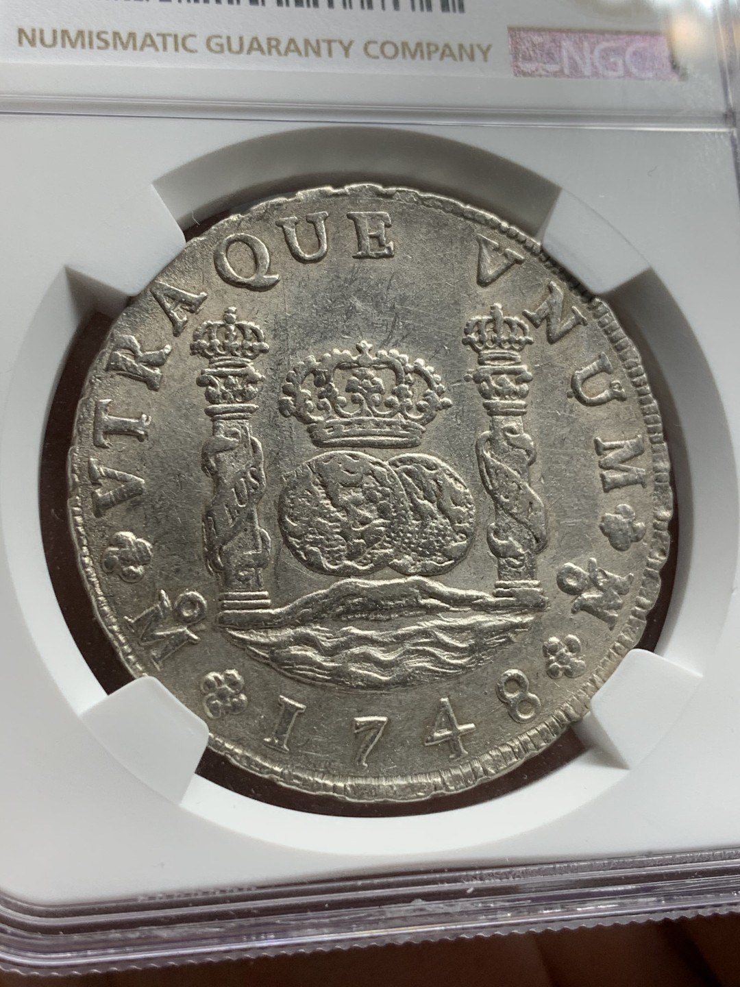 《竞宝斋》西.葡及其殖民地国家专场-第70场（全场不限金额包邮） NGC-AUD 墨西哥地球 1748年 8里亚尔大银币 早期年份 打制的非常不错