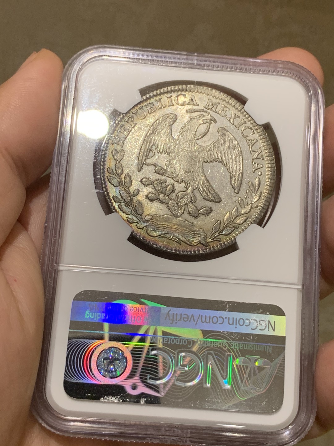 《竞宝斋》西.葡及其殖民地国家专场-第70场（全场不限金额包邮） NGC MS61 墨西哥 1849年 中期 鹰洋银币 这个状态相当难得 双面环彩 甚是好看