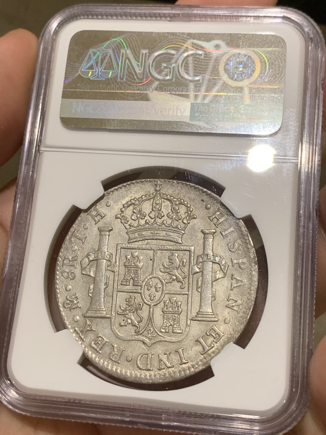 《竞宝斋》西.葡及其殖民地国家专场-第70场（全场不限金额包邮） NGC-AU58 墨西哥双柱 卡四 1804年  大银币 温润包浆值得收藏