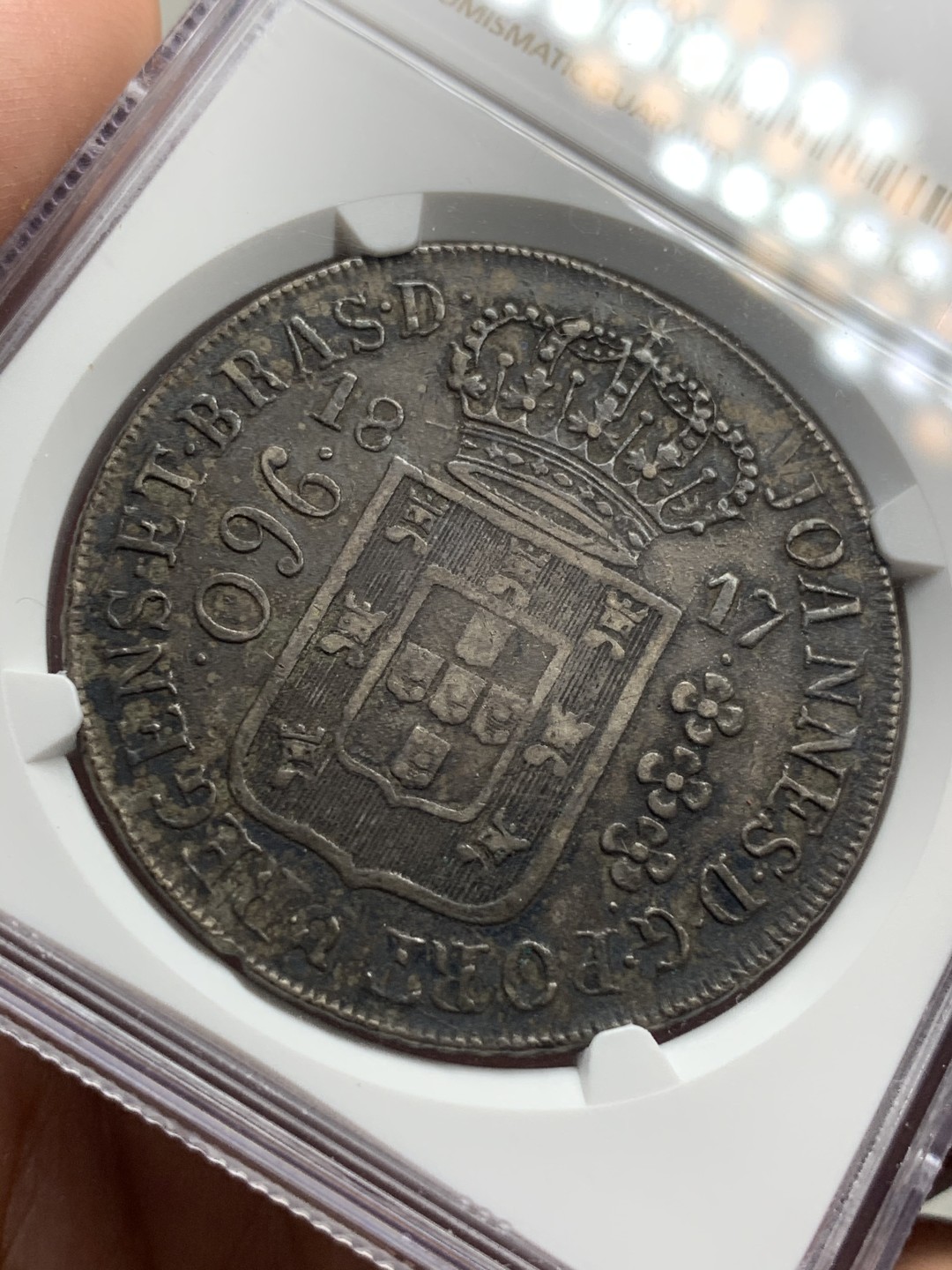 《竞宝斋》西.葡及其殖民地国家专场-第70场（全场不限金额包邮） NGC-XF45 葡属巴西 1817年 960瑞斯 银币 老包浆 味道不错 近期热门品种