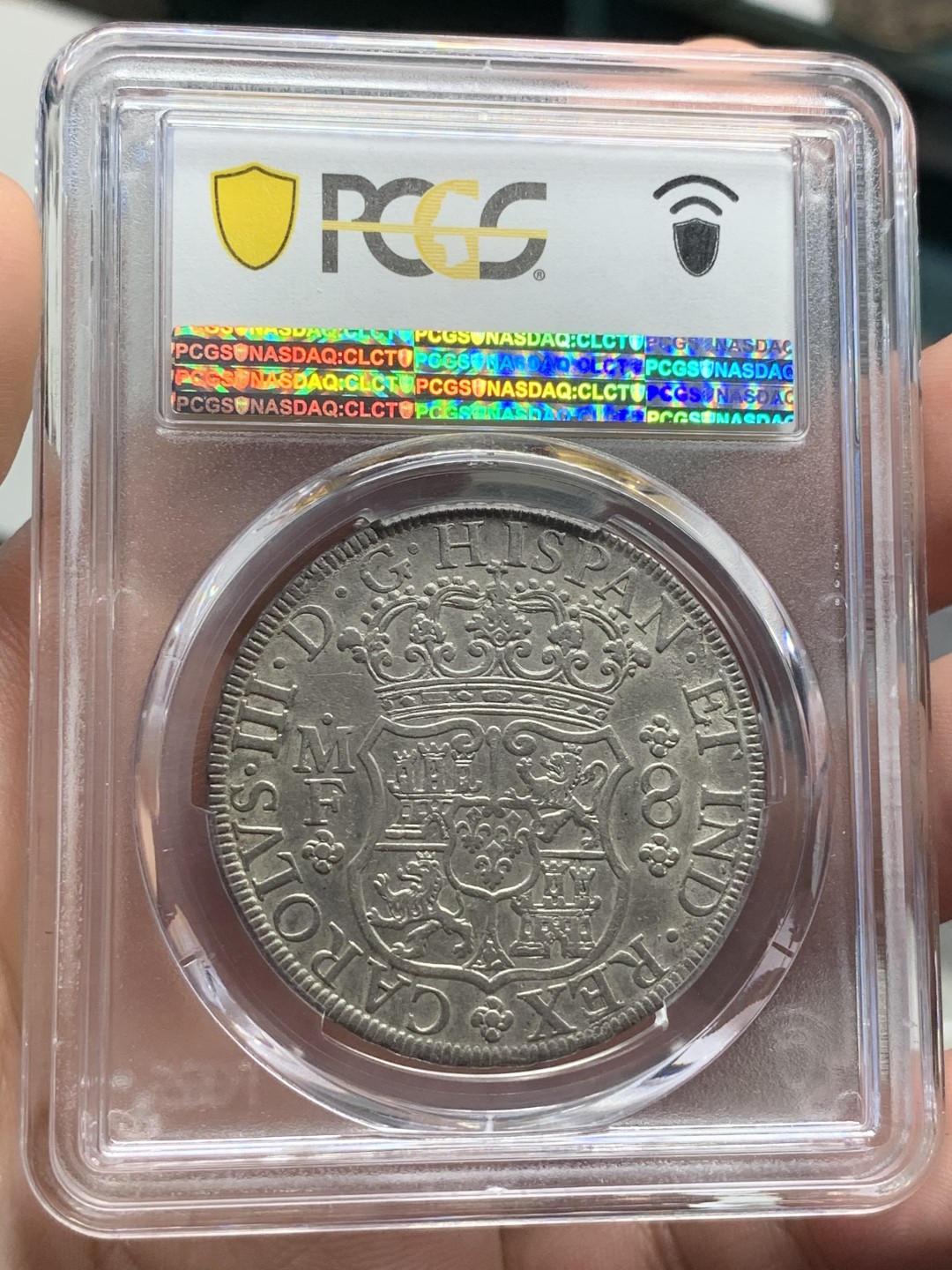 《竞宝斋》西.葡及其殖民地国家专场-第70场（全场不限金额包邮） PCGS-AU55 墨西哥地球双柱大银币 1769年版  酱油包浆 水波清晰 非常难得