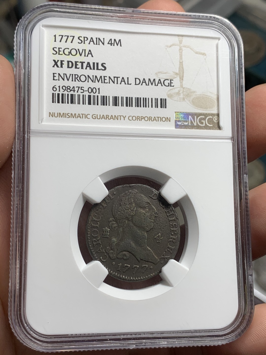 《竞宝斋》西.葡及其殖民地国家专场-第70场（全场不限金额包邮） NGC 评级 西班牙1777年  卡洛斯三世 4M铜币 磨损小 保存的不错