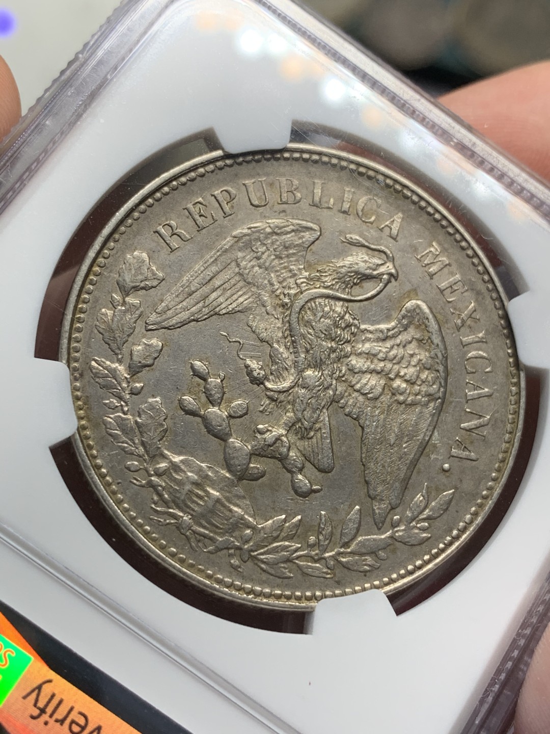 《竞宝斋》西.葡及其殖民地国家专场-第70场（全场不限金额包邮） NGC-UNCD 墨西哥 大飞鹰  1901年 1比索银币  原味五彩包浆