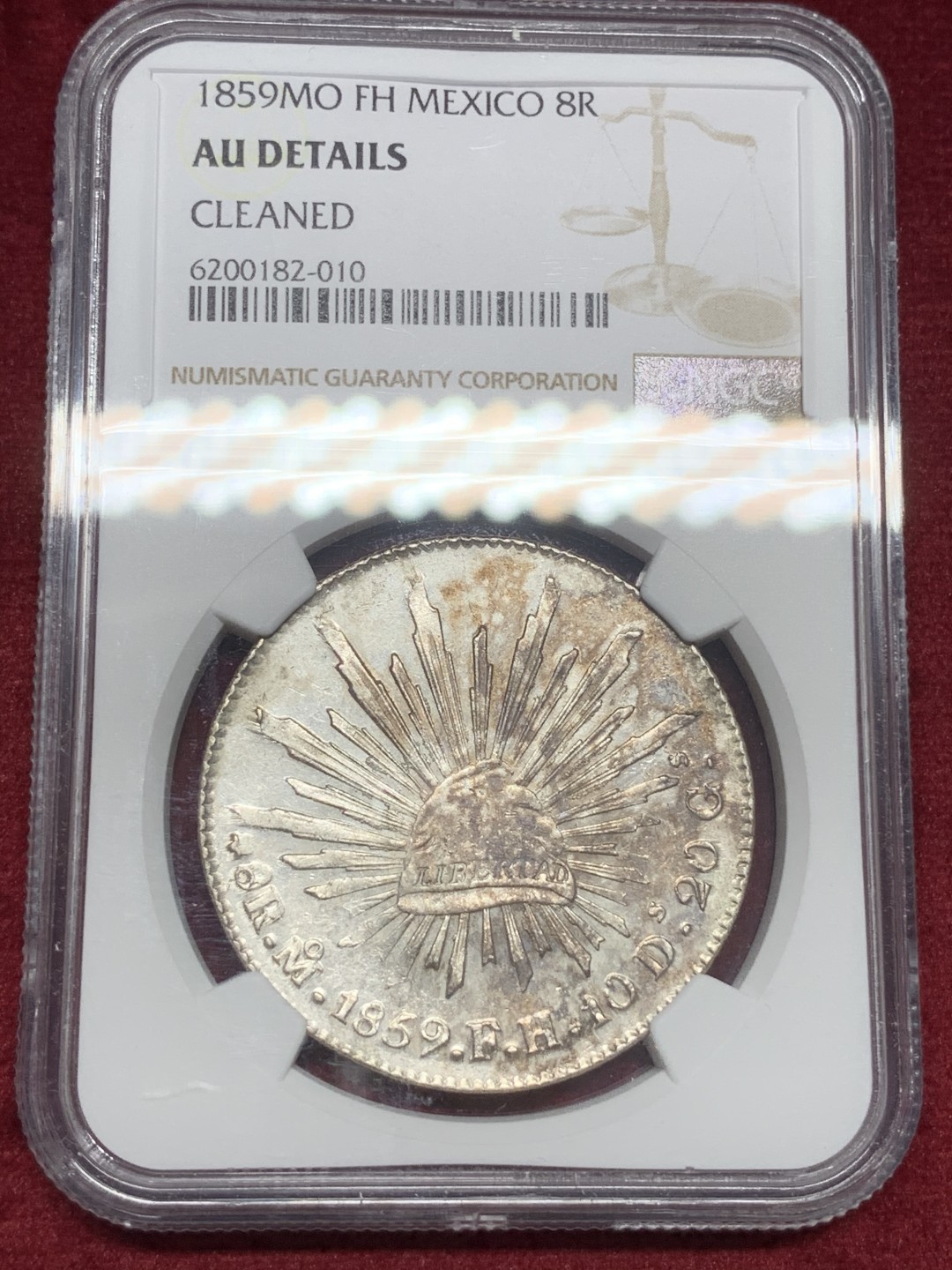 《竞宝斋》西.葡及其殖民地国家专场-第70场（全场不限金额包邮） NGC AUD 墨西哥 1859年 花边鹰洋 大银币细节好，打制也不错 可收藏
