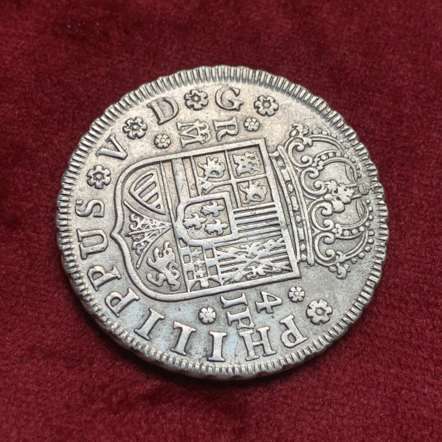 《竞宝斋》西.葡及其殖民地国家专场-第70场（全场不限金额包邮） 西班牙 本土  1734年 菲利普五世 马德里厂 4R十字银币 全深打 细节好