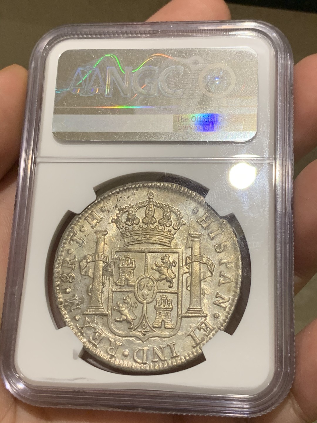 《竞宝斋》西.葡及其殖民地国家专场-第70场（全场不限金额包邮） NGC-MS62 墨西哥双柱 卡四 1807年 8里亚尔 双柱大银币 高等级状态 笑容可掬