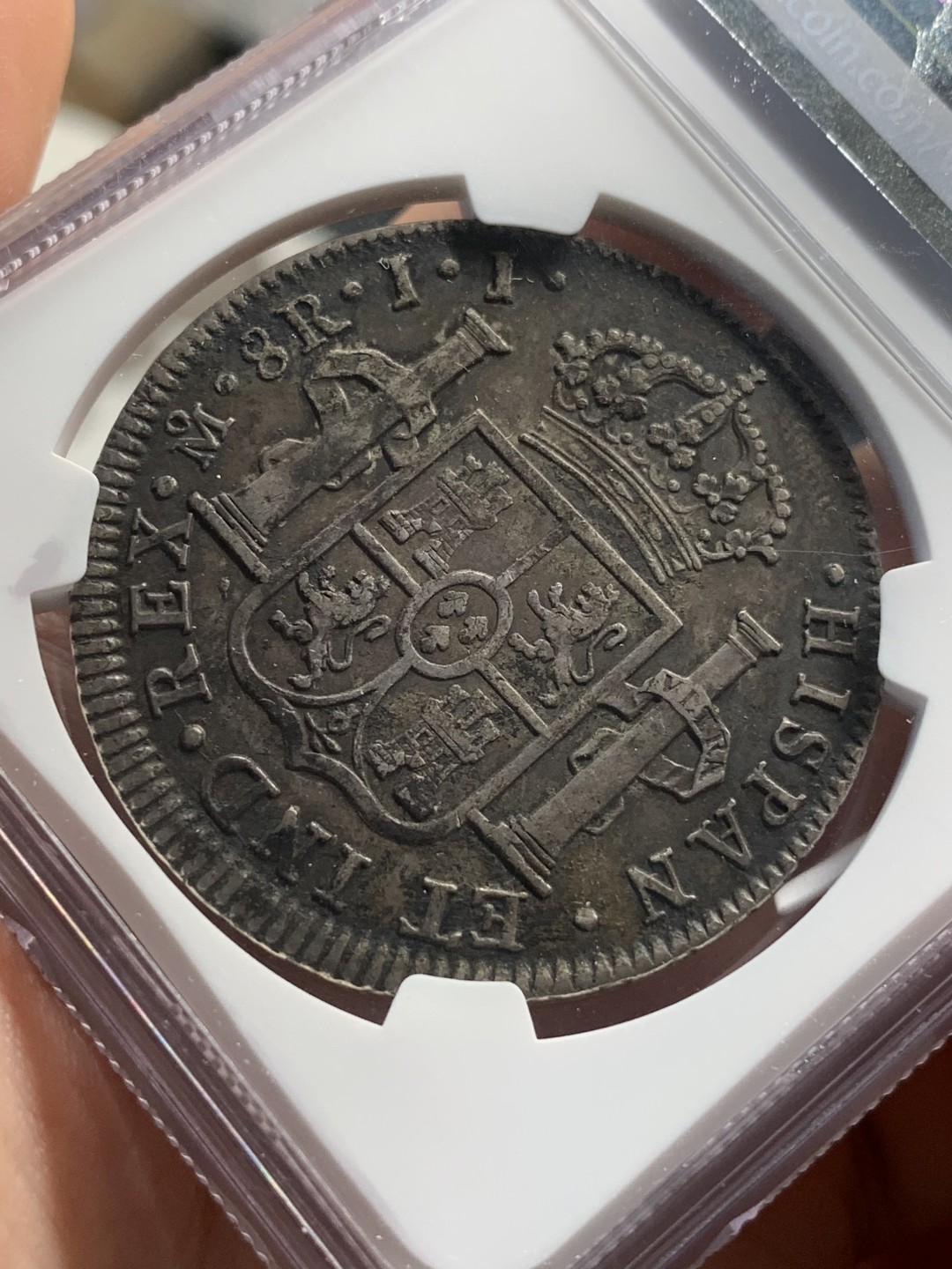 《竞宝斋》西.葡及其殖民地国家专场-第70场（全场不限金额包邮） NGC-XF45 墨西哥双柱 费迪南七世 1818 8里亚尔银币 吉祥年份 酱彩老包浆 深打 收藏必选