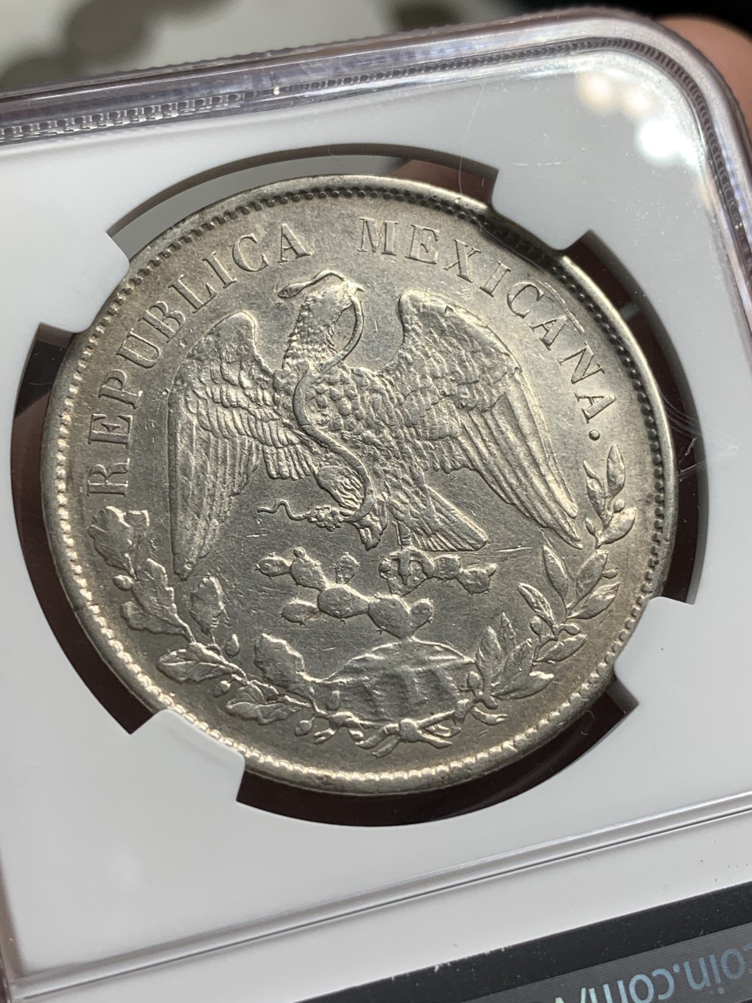 《竞宝斋》西.葡及其殖民地国家专场-第70场（全场不限金额包邮） NGC AUD 墨西哥 1898年CN AM版 直边 鹰洋银币淡彩包浆 细节优秀