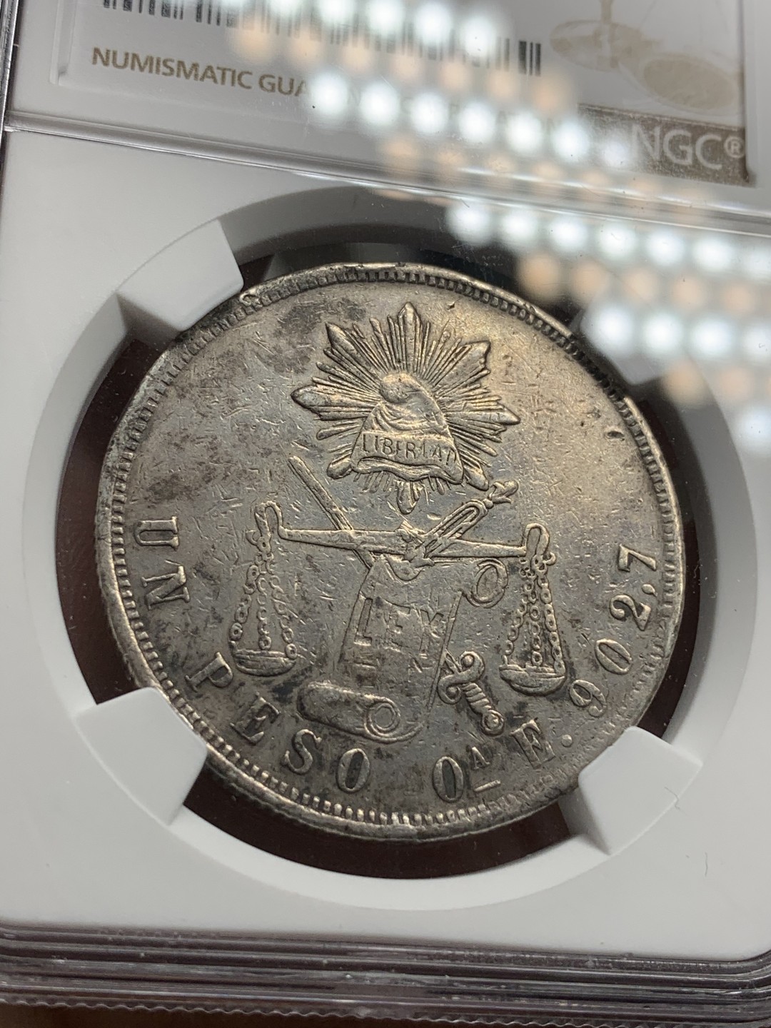 《竞宝斋》西.葡及其殖民地国家专场-第70场（全场不限金额包邮） NGC-XFD 墨西哥天平鹰洋 1870年 1比索 小A版 银币  少见的OA厂 天平