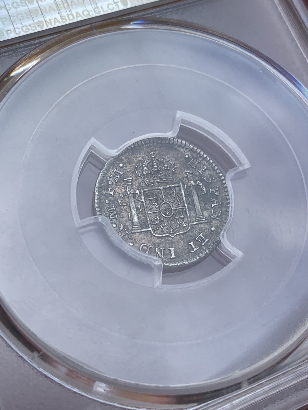 《竞宝斋》西.葡及其殖民地国家专场-第70场（全场不限金额包邮） PCGS AU58 墨西哥1774卡洛斯三世1/2R银币 PCGS错标1R   细节包浆非常到位