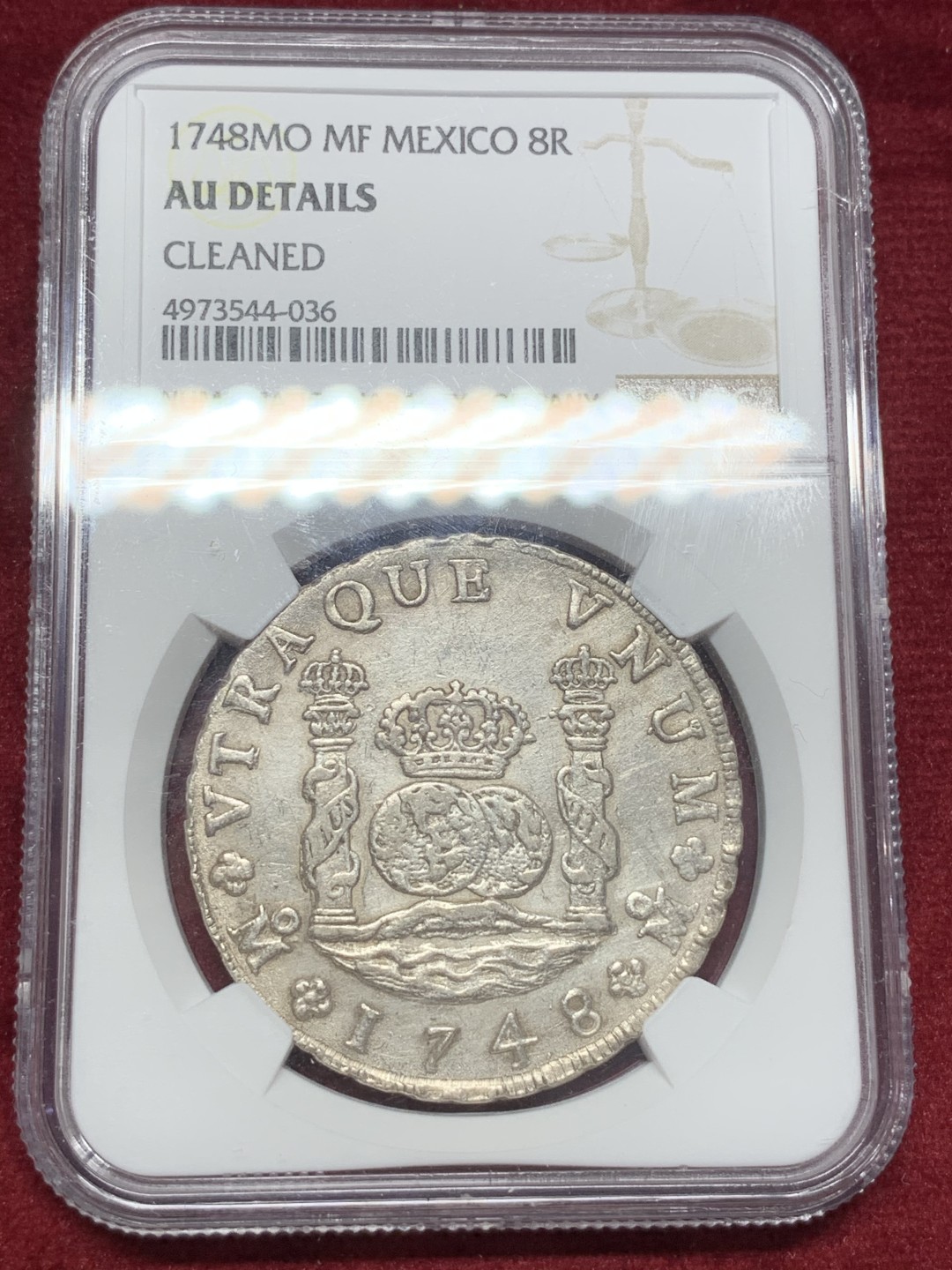 《竞宝斋》西.葡及其殖民地国家专场-第70场（全场不限金额包邮） NGC-AUD 墨西哥地球 1748年 8里亚尔大银币 早期年份 打制的非常不错