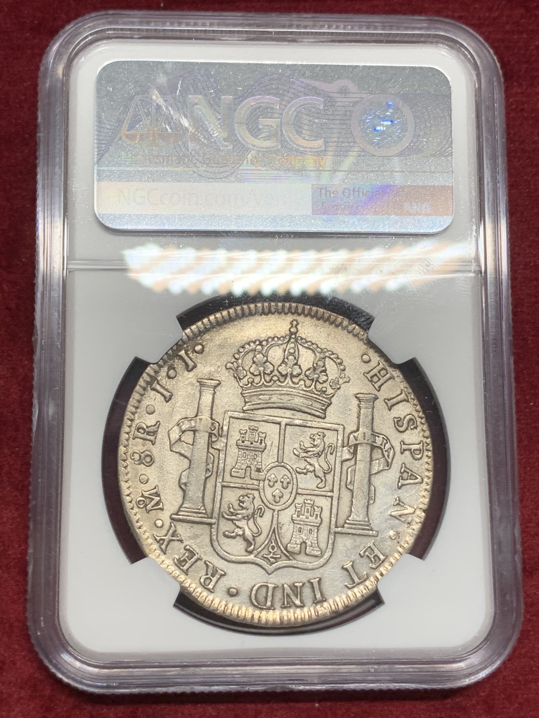 《竞宝斋》西.葡及其殖民地国家专场-第70场（全场不限金额包邮） NGC-XFD  墨西哥双柱 费迪南七世 1818年 双柱大银币  双面深打 状态可以