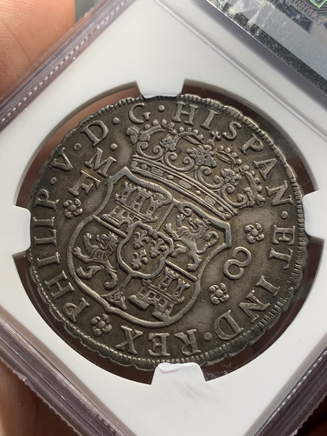 《竞宝斋》西.葡及其殖民地国家专场-第70场（全场不限金额包邮） NGC MS62 墨西哥 早期费五 1745年 地球双柱银币 双面深包浆 水波清晰 难得品相