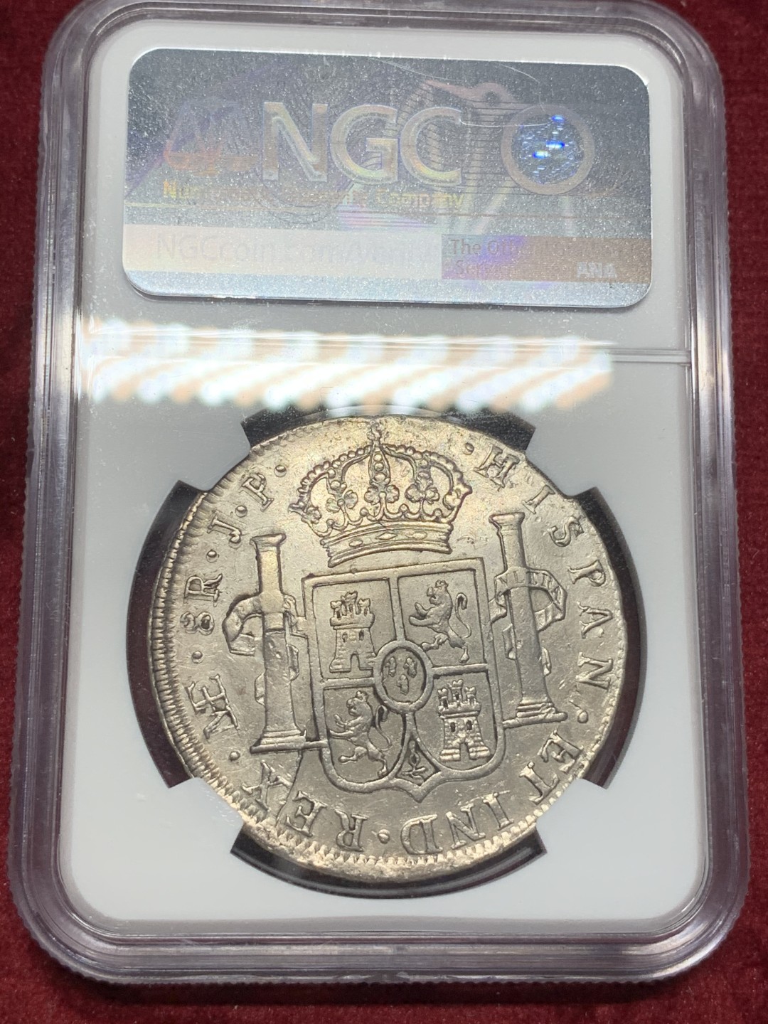 《竞宝斋》西.葡及其殖民地国家专场-第70场（全场不限金额包邮） NGC-XFD 秘鲁 费迪南七世 1813年8里亚尔 双柱大银币 细节好 性价比不错