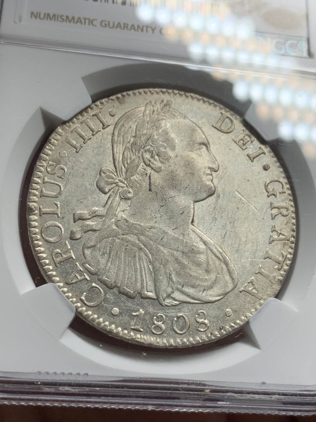 《竞宝斋》西.葡及其殖民地国家专场-第70场（全场不限金额包邮） NGC-AUD 墨西哥双柱 卡洛斯四世 1808年 大银币 状态不错 性价比高