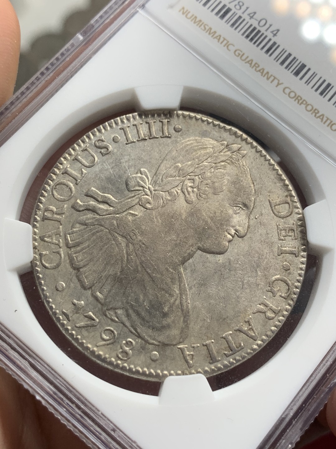 《竞宝斋》西.葡及其殖民地国家专场-第70场（全场不限金额包邮） NGC-AU53 墨西哥 1798年 卡洛斯四世双柱8R大银币 早期版本