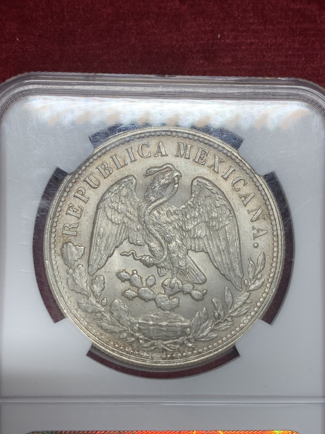 《竞宝斋》西.葡及其殖民地国家专场-第70场（全场不限金额包邮） NGC MS66 墨西哥 1898年 直边鹰洋 顶级高分 更高分只有2枚 1949年后铸 同样非常难得