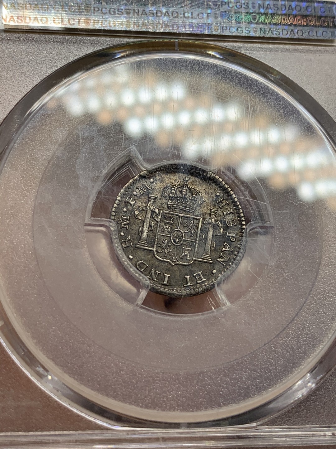 《竞宝斋》西.葡及其殖民地国家专场-第70场（全场不限金额包邮） PCGS AU58 墨西哥1774卡洛斯三世1/2R银币 PCGS错标1R   细节包浆非常到位