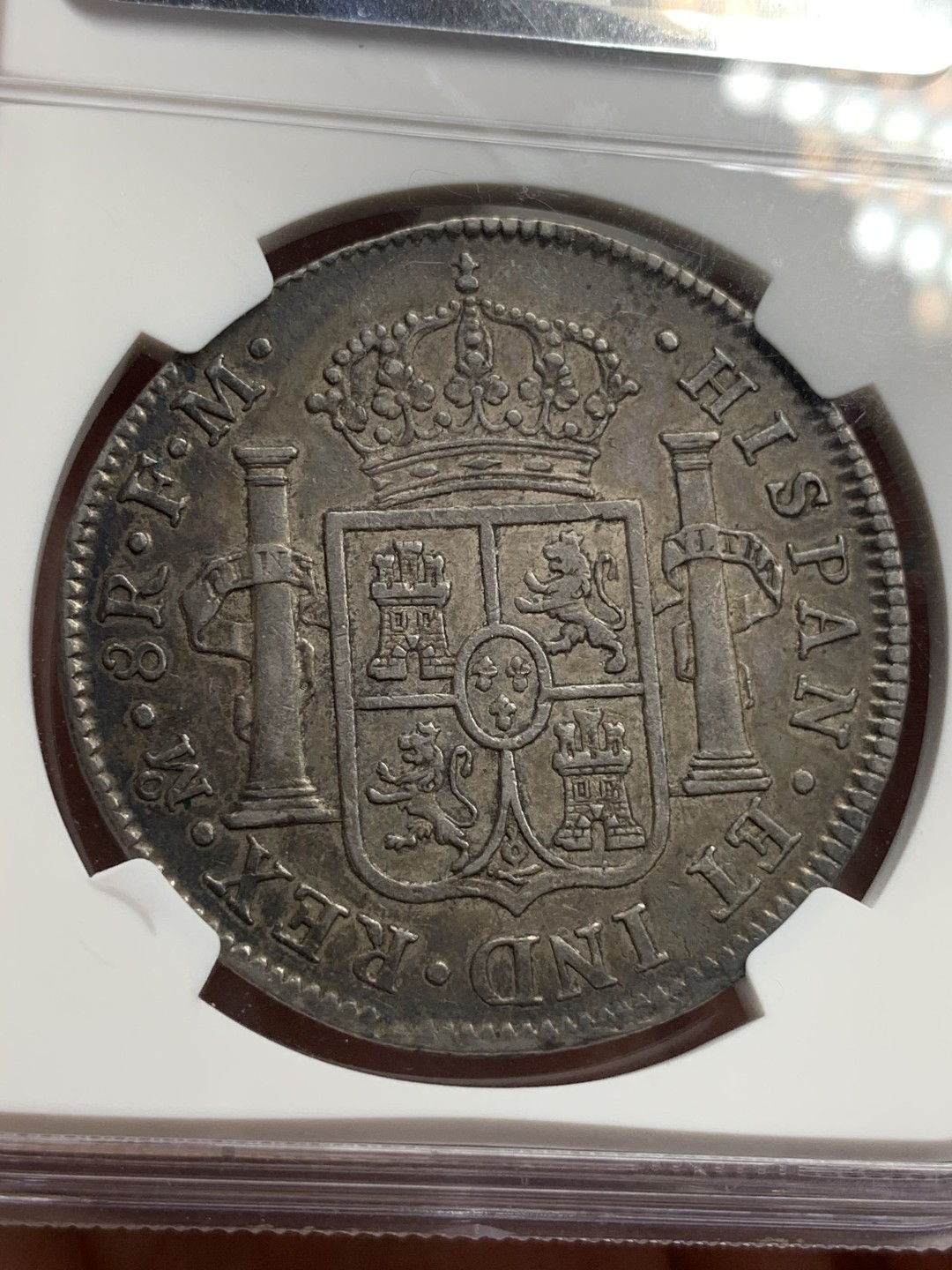 《竞宝斋》西.葡及其殖民地国家专场-第70场（全场不限金额包邮） NGC-AU53 炭黑哥 墨西哥 卡洛斯四世 1800年 双柱大银币 早期卡四 好味深打