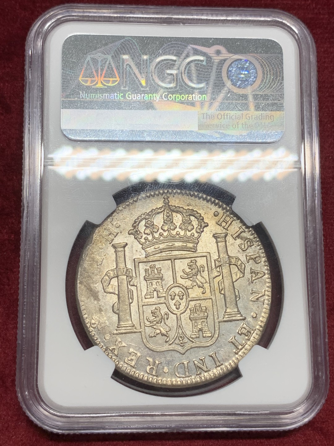 《竞宝斋》西.葡及其殖民地国家专场-第70场（全场不限金额包邮） NGC-MS62 墨西哥 1808年 卡四  8里亚尔双柱大银币  原光四射 原味深打  收藏必选