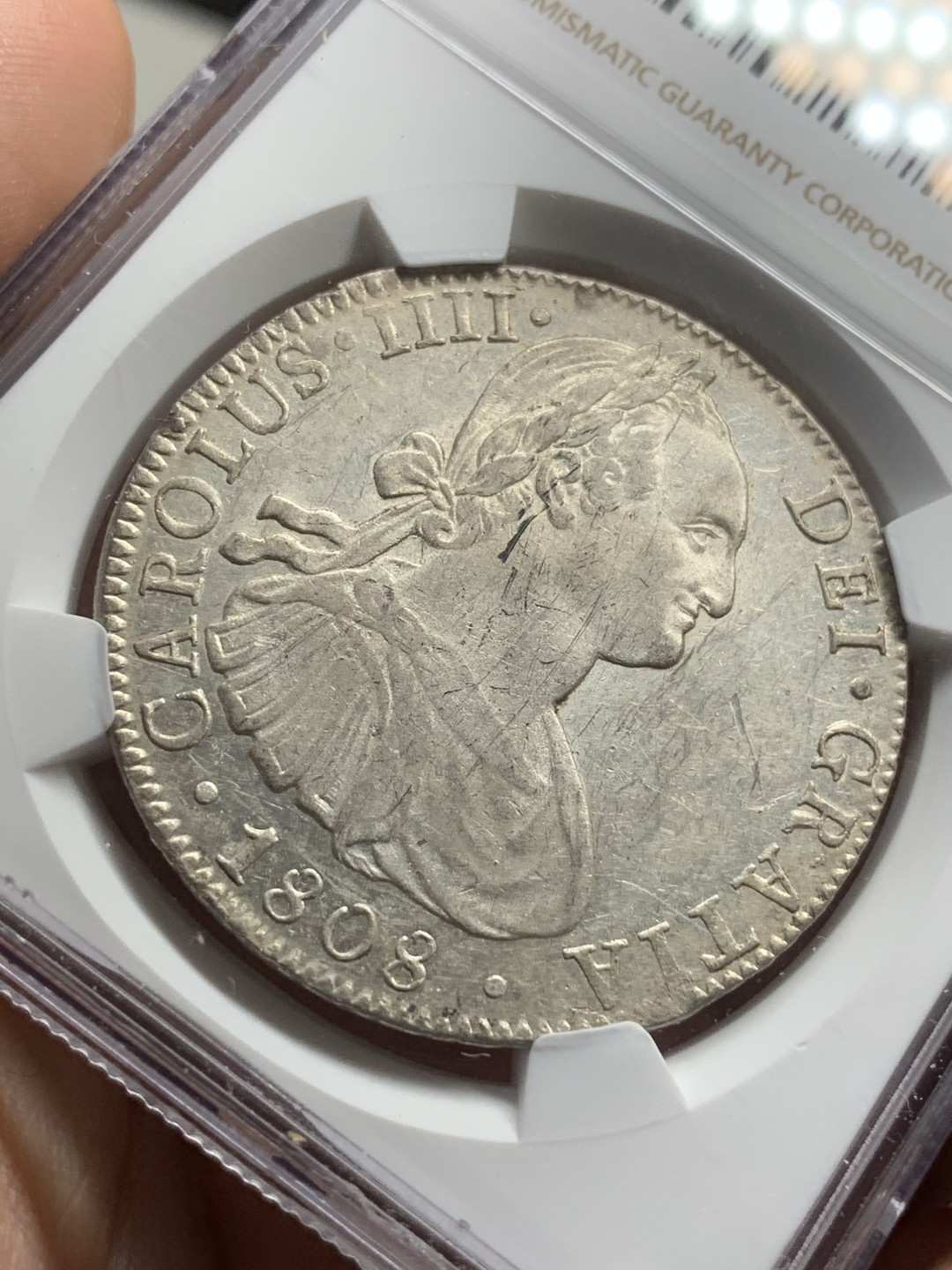 《竞宝斋》西.葡及其殖民地国家专场-第70场（全场不限金额包邮） NGC-AUD 墨西哥双柱 卡洛斯四世 1808年 大银币 状态不错 性价比高