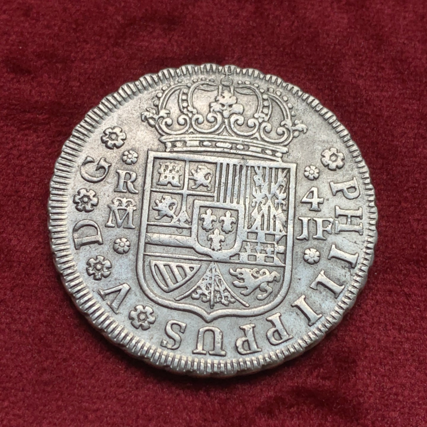 《竞宝斋》西.葡及其殖民地国家专场-第70场（全场不限金额包邮） 西班牙 本土  1734年 菲利普五世 马德里厂 4R十字银币 全深打 细节好