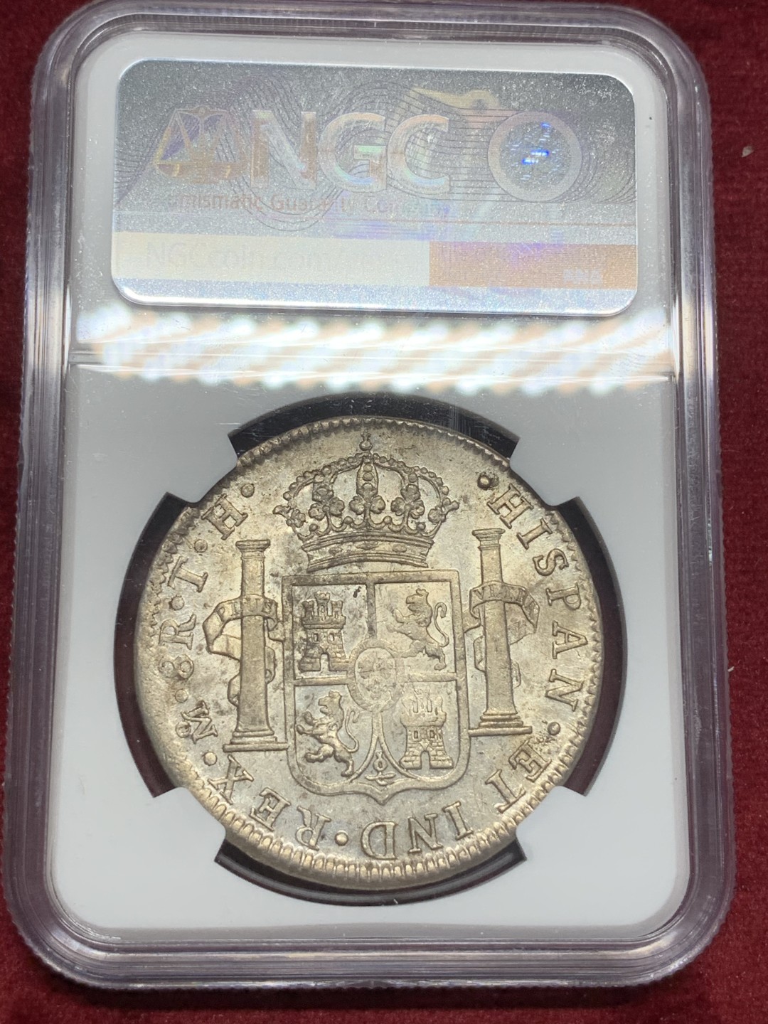 《竞宝斋》西.葡及其殖民地国家专场-第70场（全场不限金额包邮） NGC-AUD 墨西哥双柱 卡四1806年 8里亚尔大银币 打制不错 性价比优秀