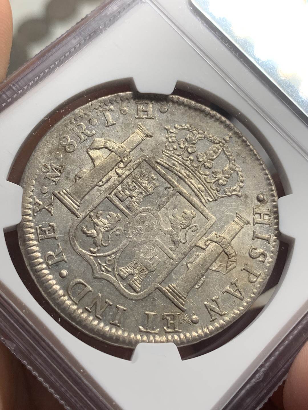 《竞宝斋》西.葡及其殖民地国家专场-第70场（全场不限金额包邮） NGC-AUD 墨西哥双柱 卡四1806年 8里亚尔大银币 打制不错 性价比优秀