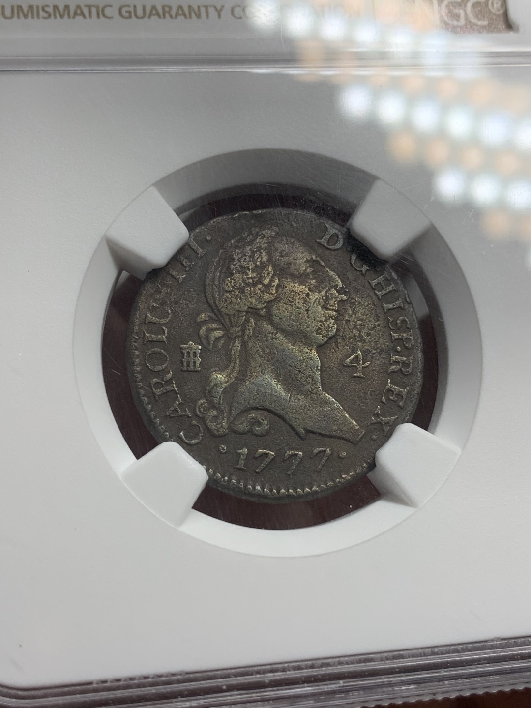 《竞宝斋》西.葡及其殖民地国家专场-第70场（全场不限金额包邮） NGC 评级 西班牙1777年  卡洛斯三世 4M铜币 磨损小 保存的不错