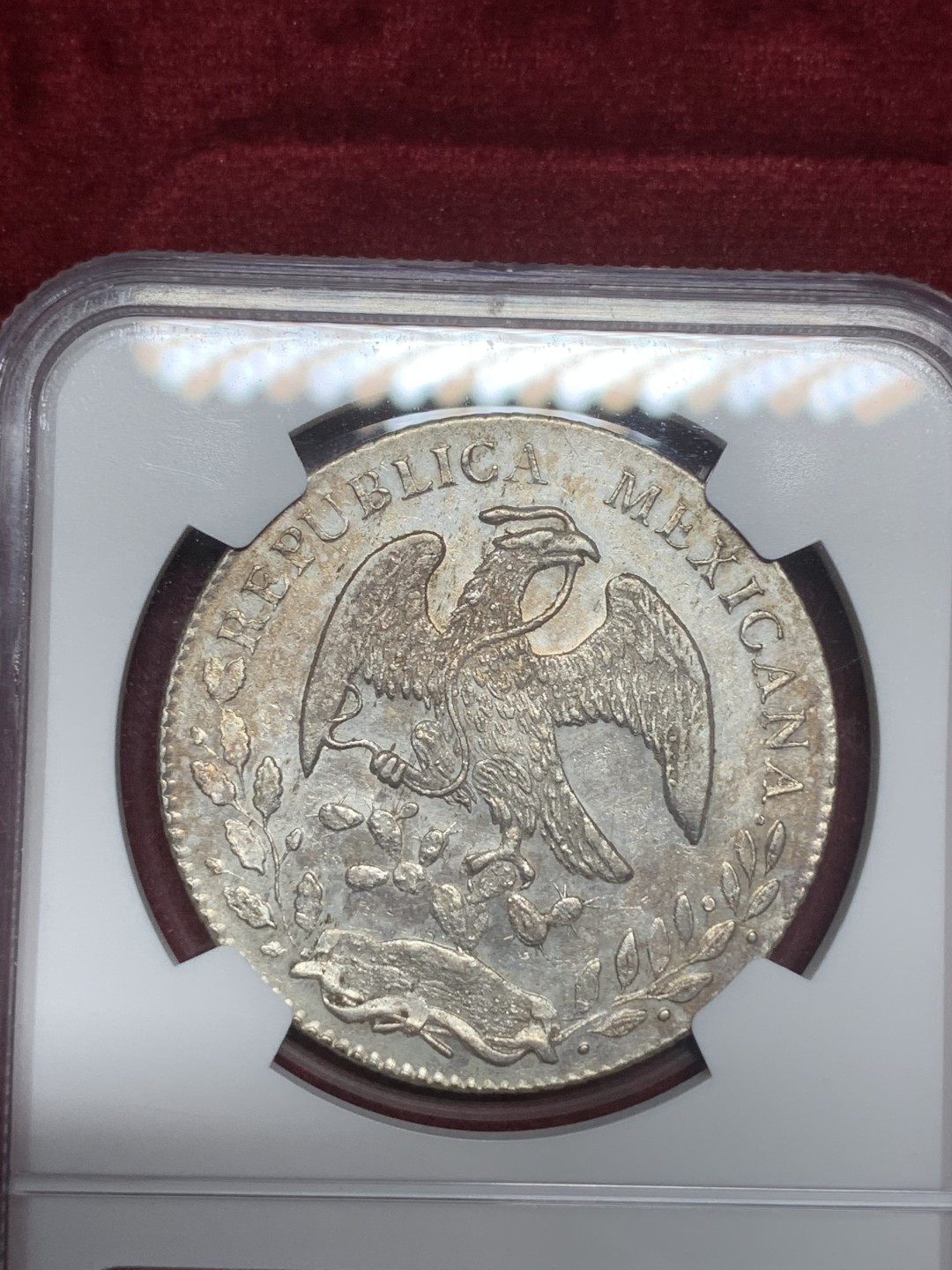 《竞宝斋》西.葡及其殖民地国家专场-第70场（全场不限金额包邮） NGC AUD 墨西哥 1859年 花边鹰洋 大银币细节好，打制也不错 可收藏