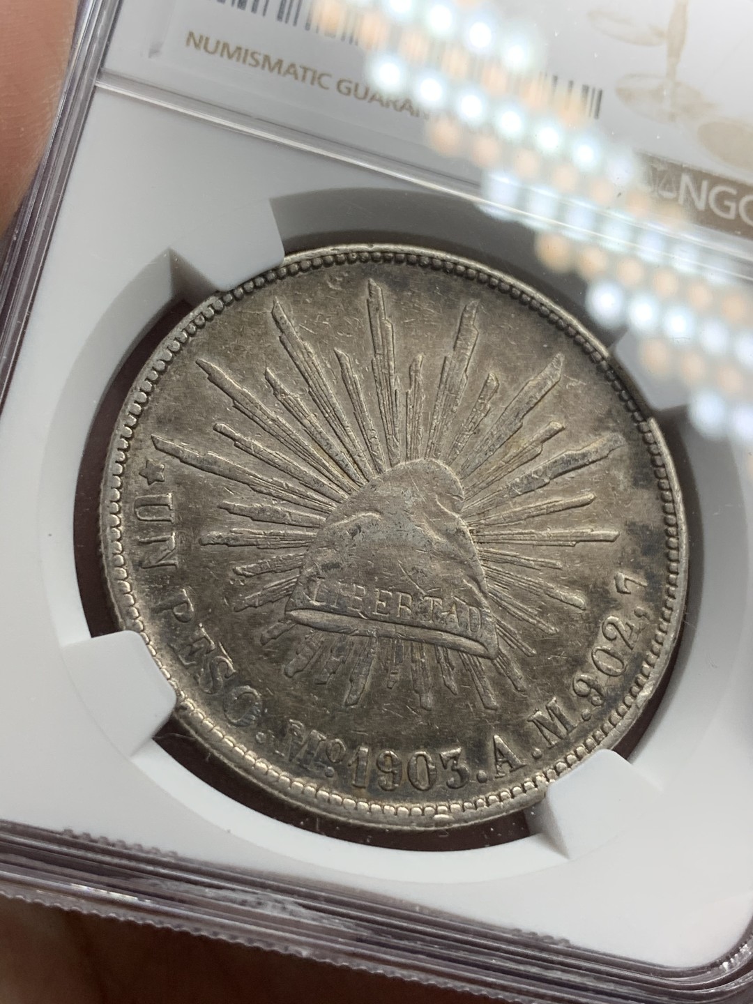 《竞宝斋》西.葡及其殖民地国家专场-第70场（全场不限金额包邮） NGC AUD 墨西哥 1903年MO AM版 直边 鹰洋银币原味老包浆 双面均匀