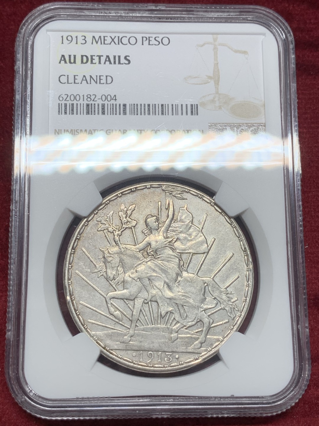 《竞宝斋》西.葡及其殖民地国家专场-第70场（全场不限金额包邮） NGC-XFD 墨西哥 1913年 骑马鹰洋 1比索银币 最热墨西哥币 状态好