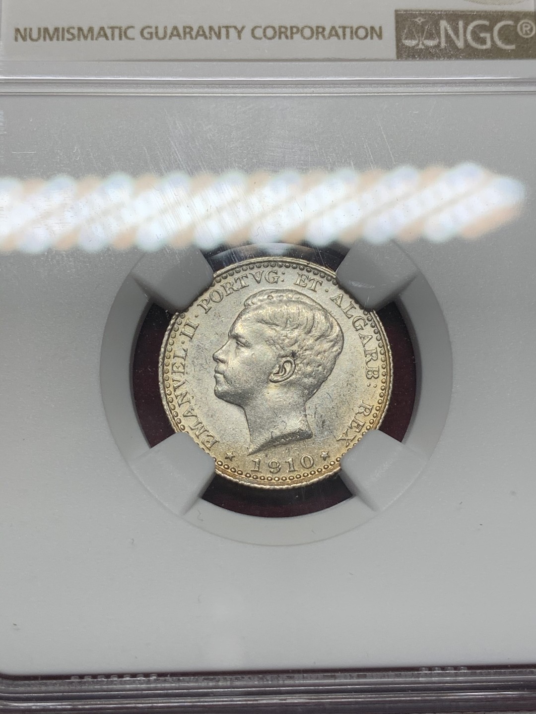 《竞宝斋》西.葡及其殖民地国家专场-第70场（全场不限金额包邮） NGC UNC 少见品种 葡萄牙 1910年 100瑞斯 小银币 细节好