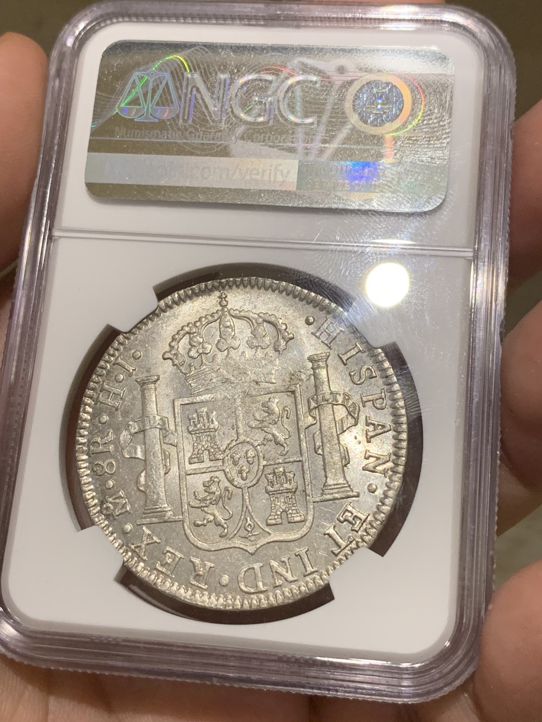 《竞宝斋》西.葡及其殖民地国家专场-第70场（全场不限金额包邮） NGC-MS60 墨西哥双柱 费迪南七世 1811年 双柱大银币 过渡年份 潜力巨大 PL底板