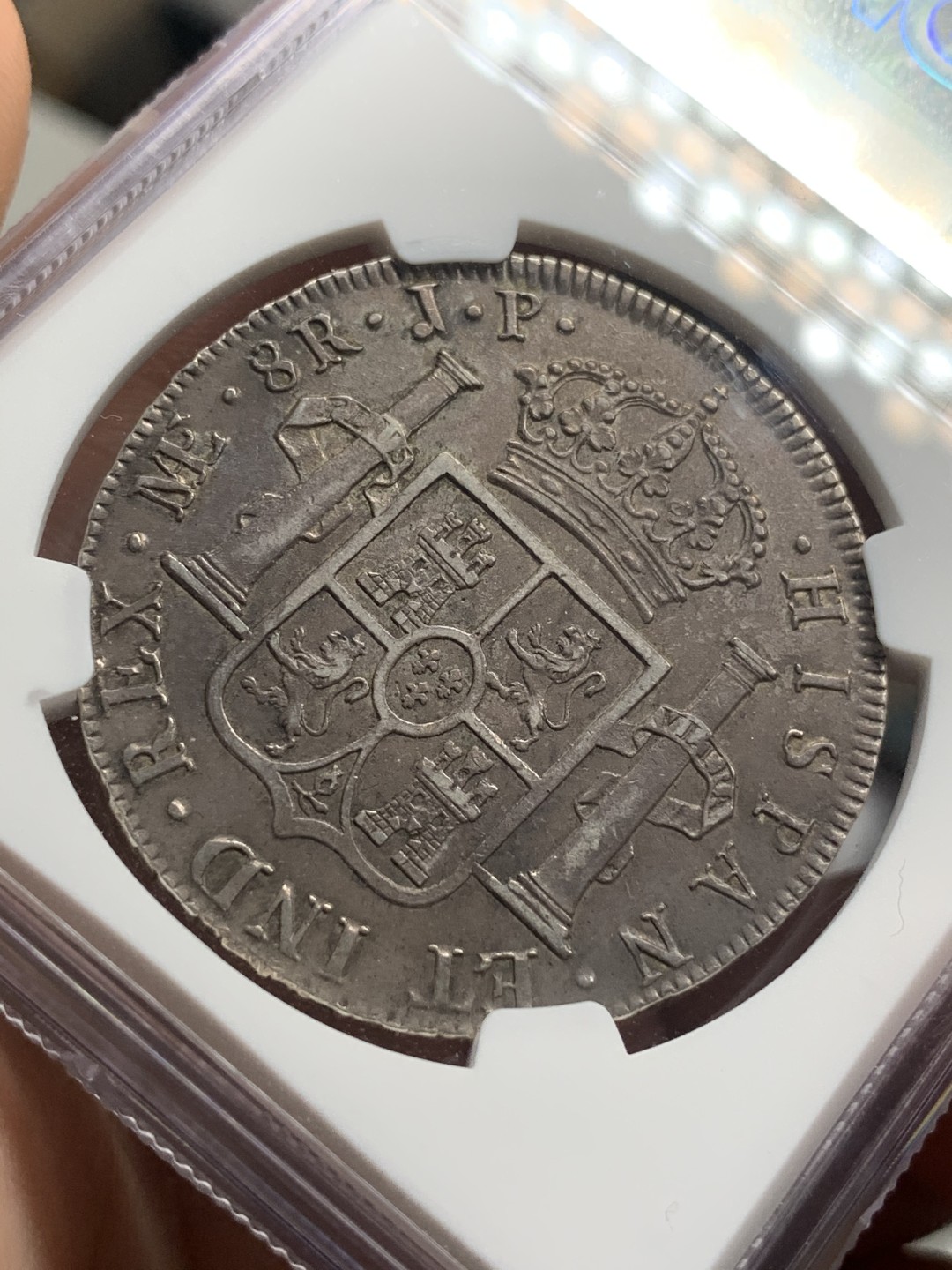 《竞宝斋》西.葡及其殖民地国家专场-第70场（全场不限金额包邮） NGC-Au50 秘鲁双柱 费迪南七世 1814年 8里亚尔银币 酱彩老包浆 状态好 喜欢