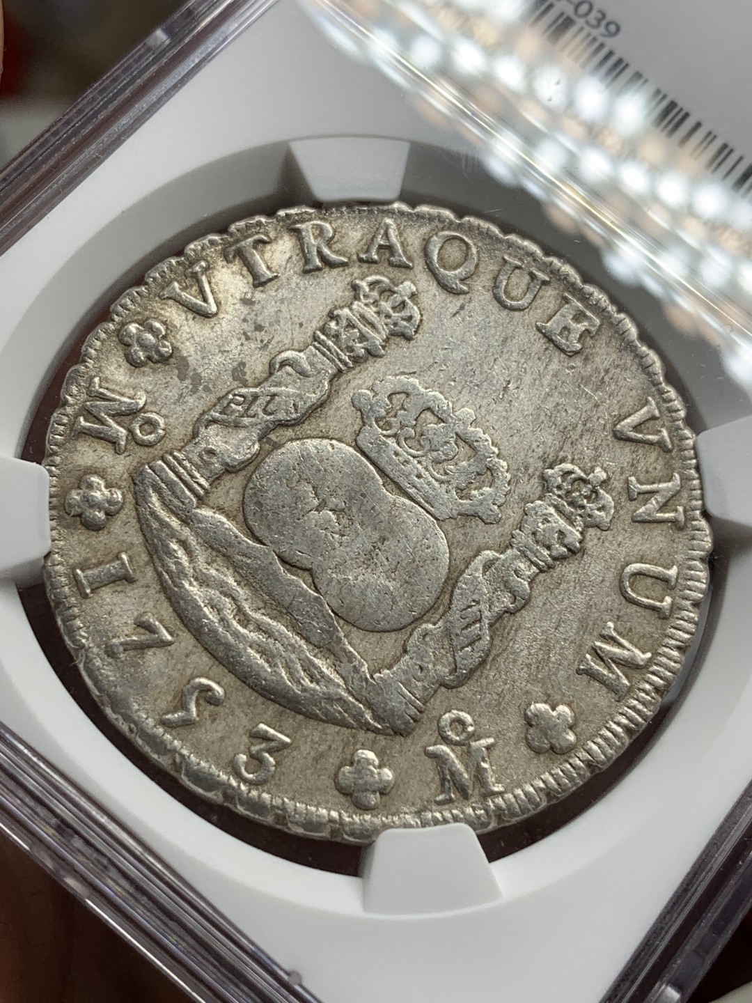 《竞宝斋》西.葡及其殖民地国家专场-第70场（全场不限金额包邮） NGC-AUD 墨西哥1753年 地球双柱大银币 中期年份 风格粗狂 值得收藏