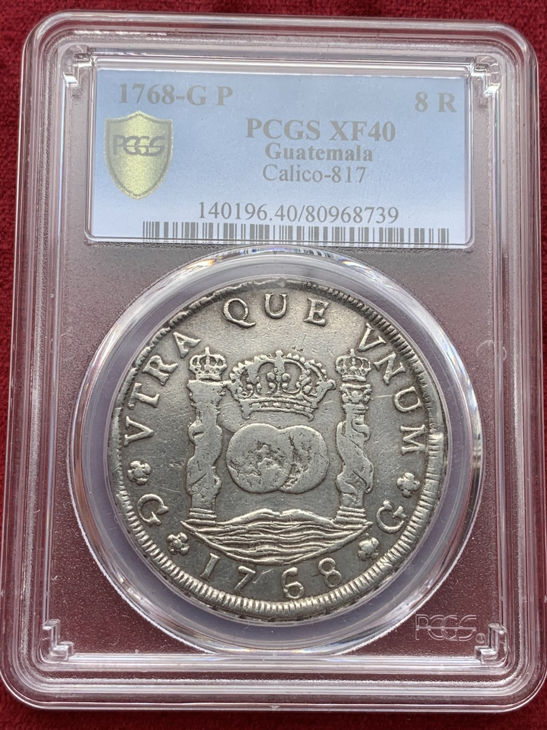 《竞宝斋》西.葡及其殖民地国家专场-第70场（全场不限金额包邮） PCGS XF40 1768年西属危地马拉地球双柱银币 少见危地马拉铸造，季军分，同版同年份VF35分HA去年拍卖价2100刀