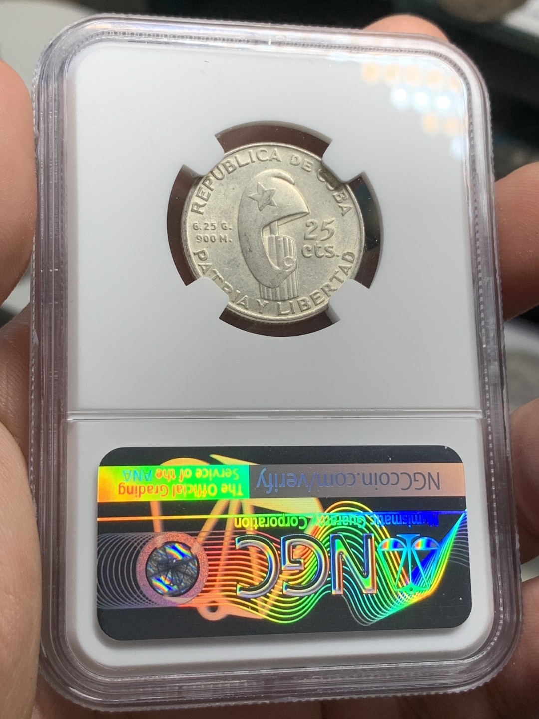 《竞宝斋》西.葡及其殖民地国家专场-第70场（全场不限金额包邮） NGC-MS62 古巴 1953年 纪念马丁诞辰百年 25分银币 原光好品