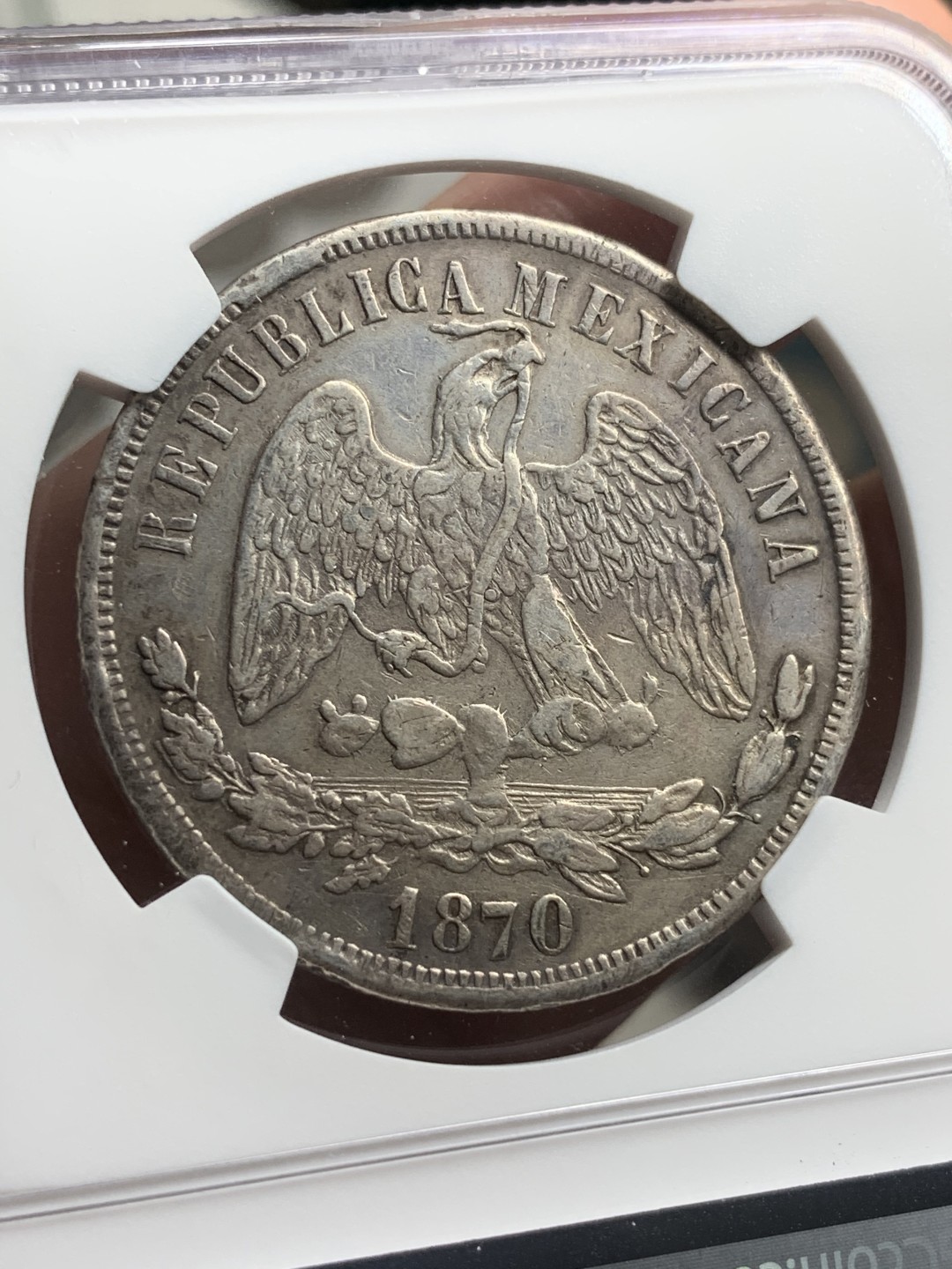 《竞宝斋》西.葡及其殖民地国家专场-第70场（全场不限金额包邮） NGC-XFD 墨西哥天平鹰洋 1870年 1比索 小A版 银币  少见的OA厂 天平