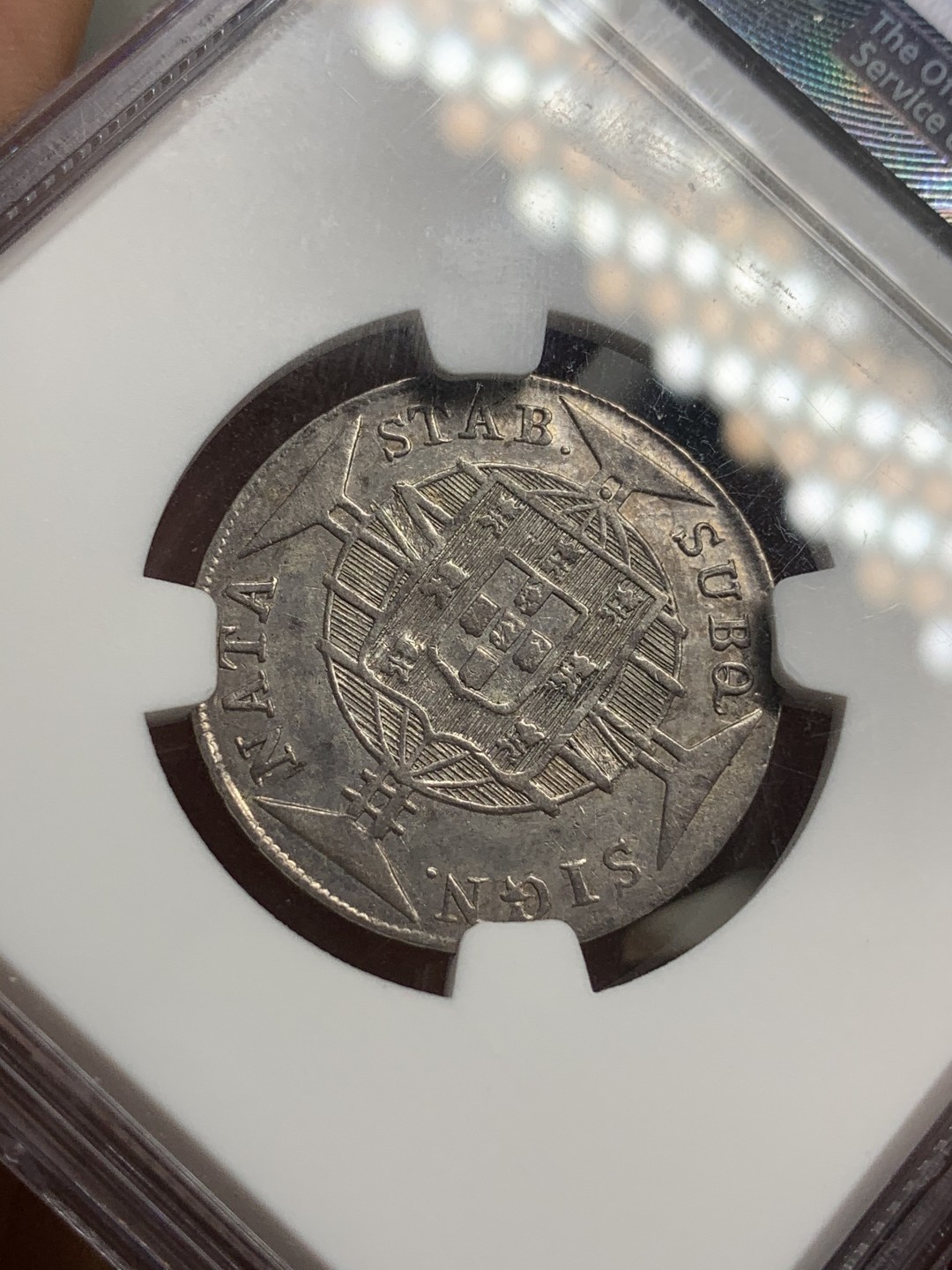 《竞宝斋》西.葡及其殖民地国家专场-第70场（全场不限金额包邮） NGC-AU53 葡属巴西  1818年R版 160R粉彩 第四名分 960多见 160面值的确实少