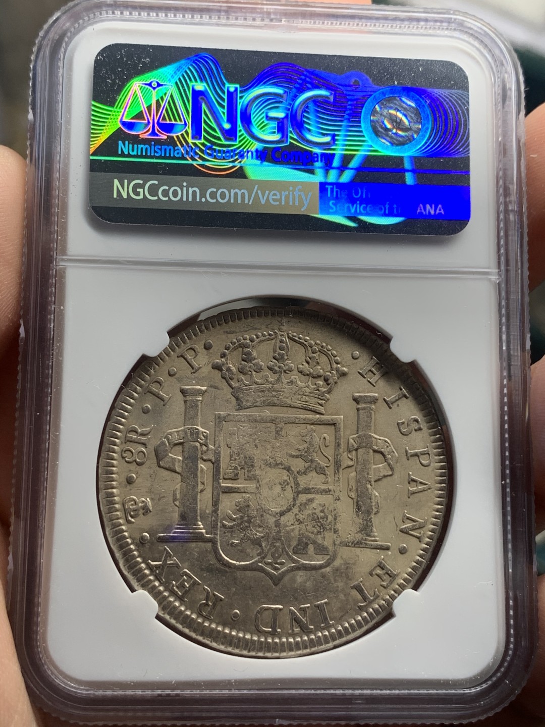 《竞宝斋》西.葡及其殖民地国家专场-第70场（全场不限金额包邮） NGC-AUD 玻利维亚 卡四 1802年 双柱大银币 相对少见的国家 实惠品