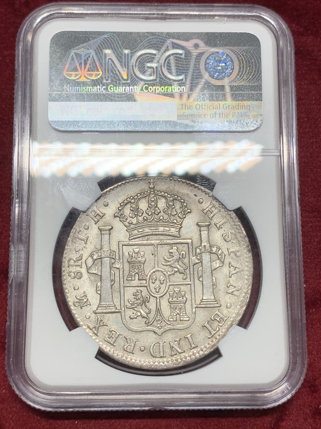 《竞宝斋》西.葡及其殖民地国家专场-第70场（全场不限金额包邮） NGC-AU58 墨西哥双柱 卡四 1804年  大银币 温润包浆值得收藏