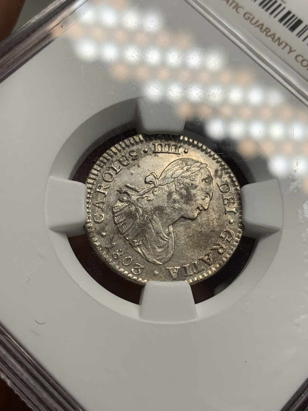 《竞宝斋》西.葡及其殖民地国家专场-第70场（全场不限金额包邮） NGC-AU55 墨西哥卡洛斯四世 1803年 1里亚尔银币 原味原光 小耗子 好品难得