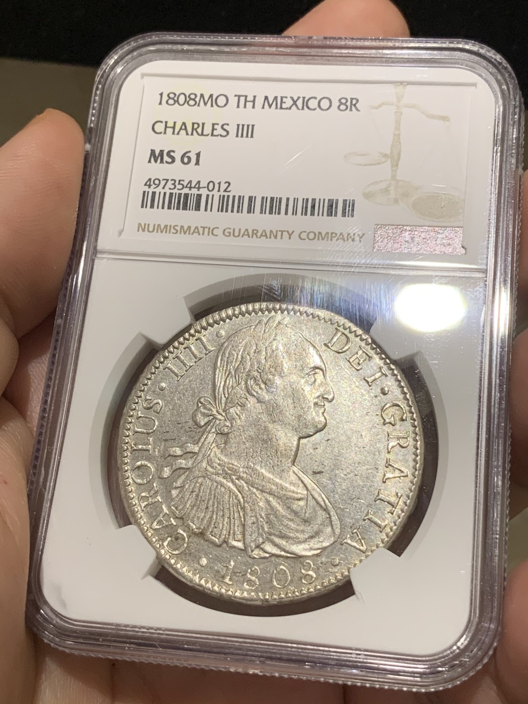 《竞宝斋》西.葡及其殖民地国家专场-第70场（全场不限金额包邮） NGC-MS61 西属墨西哥 卡四 1808年  8里亚尔双柱大银币 状态不输62