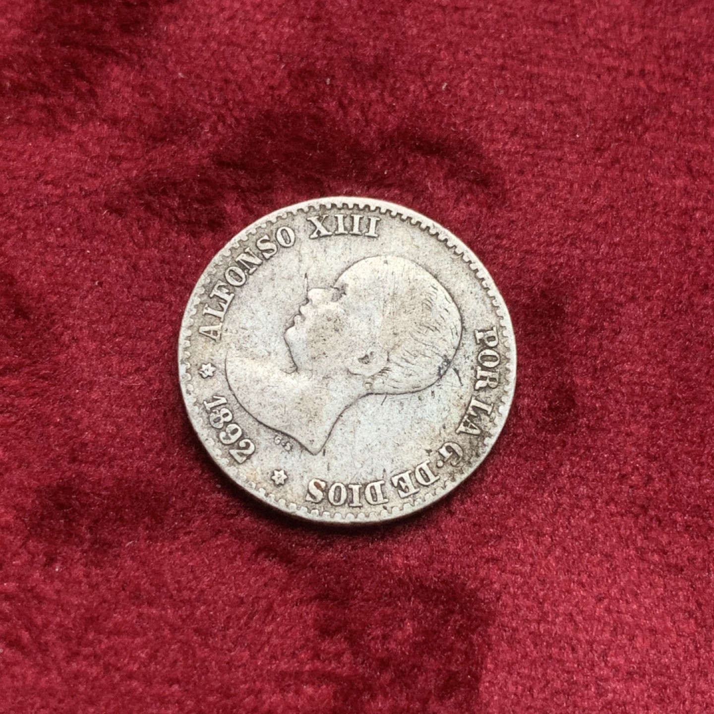 《竞宝斋》西.葡及其殖民地国家专场-第70场（全场不限金额包邮） 西班牙 1892年 阿方索十三世 小光头  50分 银币 少见品种 配套必选