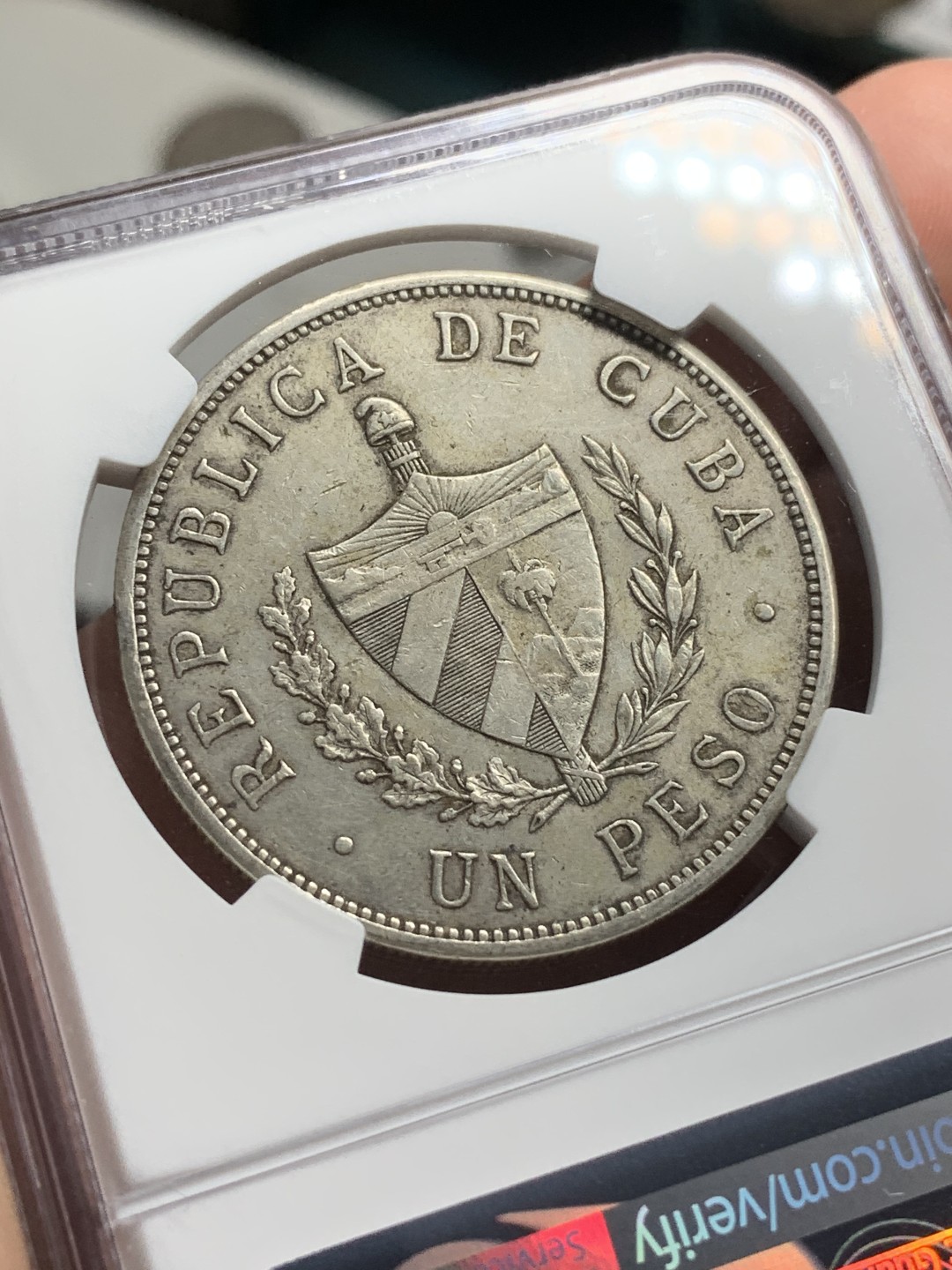 《竞宝斋》西.葡及其殖民地国家专场-第70场（全场不限金额包邮） NGC-AU55 古巴1933年 大五星1比索 银币 大热品种 双面 老包浆