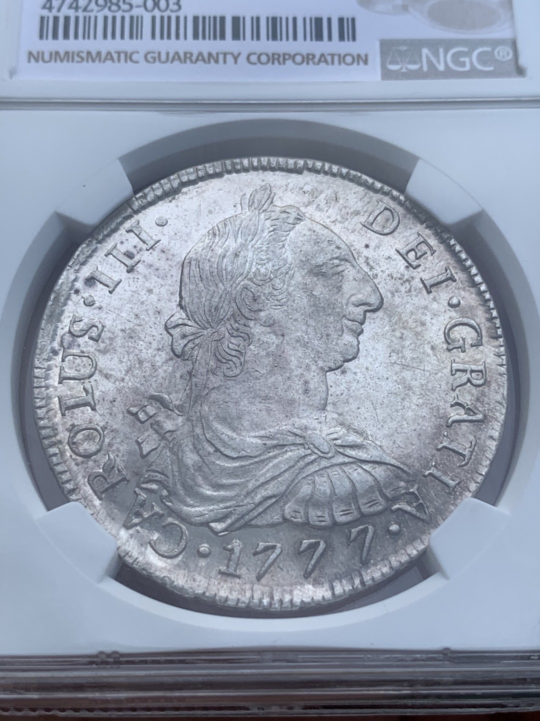 《竞宝斋》西.葡及其殖民地国家专场-第70场（全场不限金额包邮） 唯一冠军分 NGC-MS64 玻利维亚  卡洛斯三世 1777年 8里亚尔银币 top顶级收藏