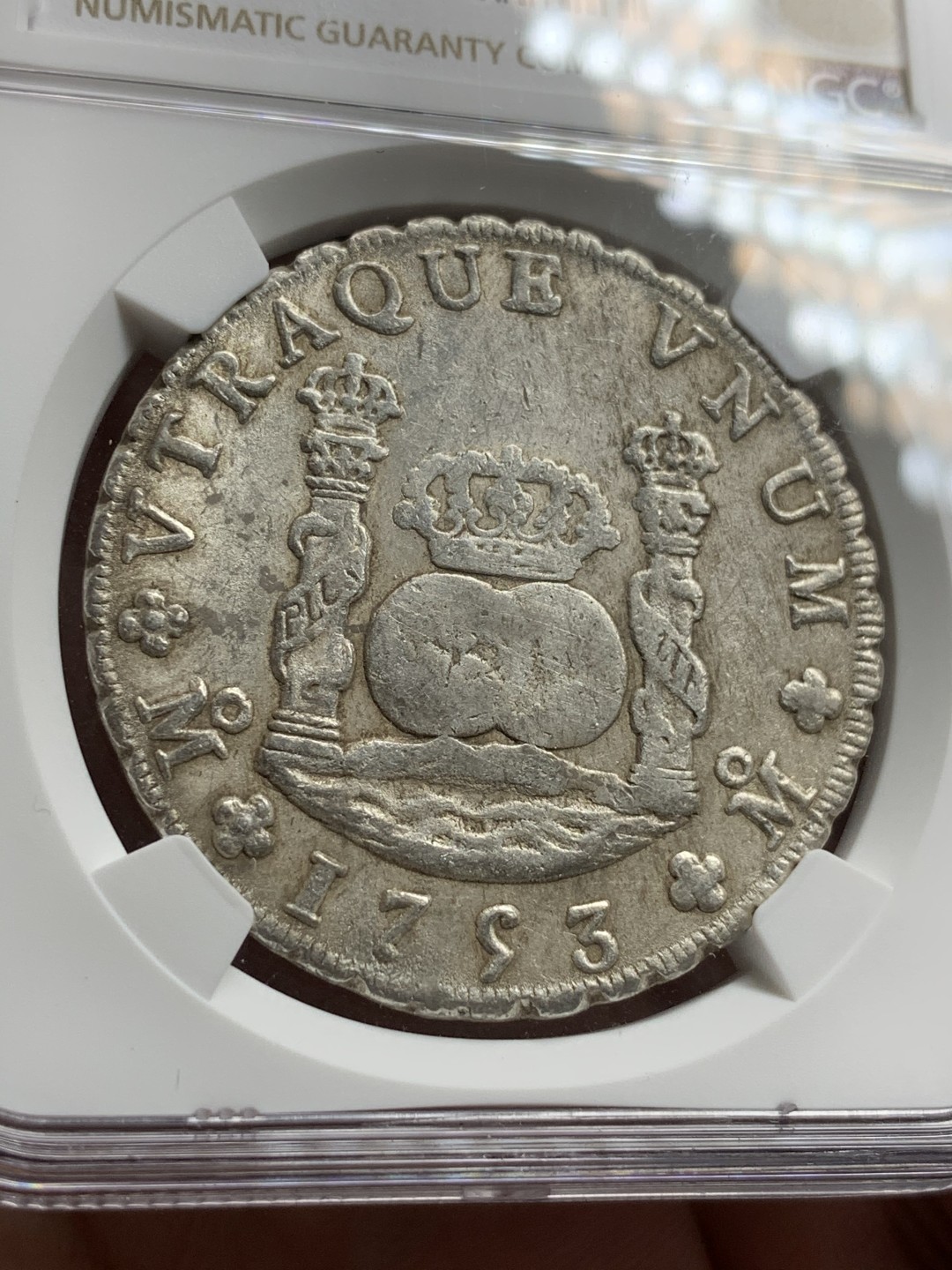 《竞宝斋》西.葡及其殖民地国家专场-第70场（全场不限金额包邮） NGC-AUD 墨西哥1753年 地球双柱大银币 中期年份 风格粗狂 值得收藏