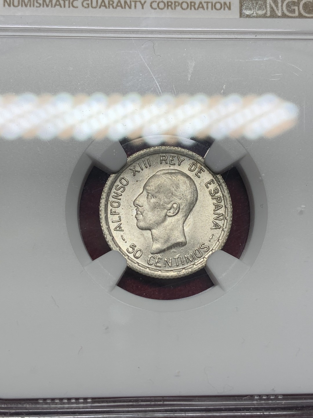 《竞宝斋》西.葡及其殖民地国家专场-第70场（全场不限金额包邮） NGC MS63 西班牙 阿方索十三世 1926年 50分银币 正反银光 状态好